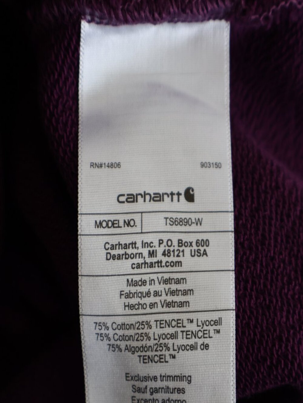 Size M - Carhartt TENCEL™ Fiber Series - Sleeve Graphic Sweatshirt - Eggplant - Picture 13 of 16
